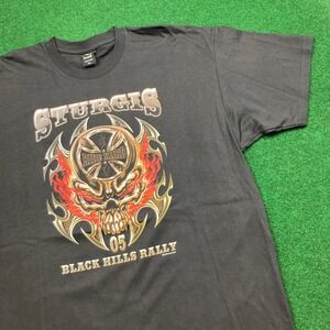 Vintage Sturgis Shirt Mens XL Black 2005 Logo Motorcycle Rally Skull Fire SD Y2K